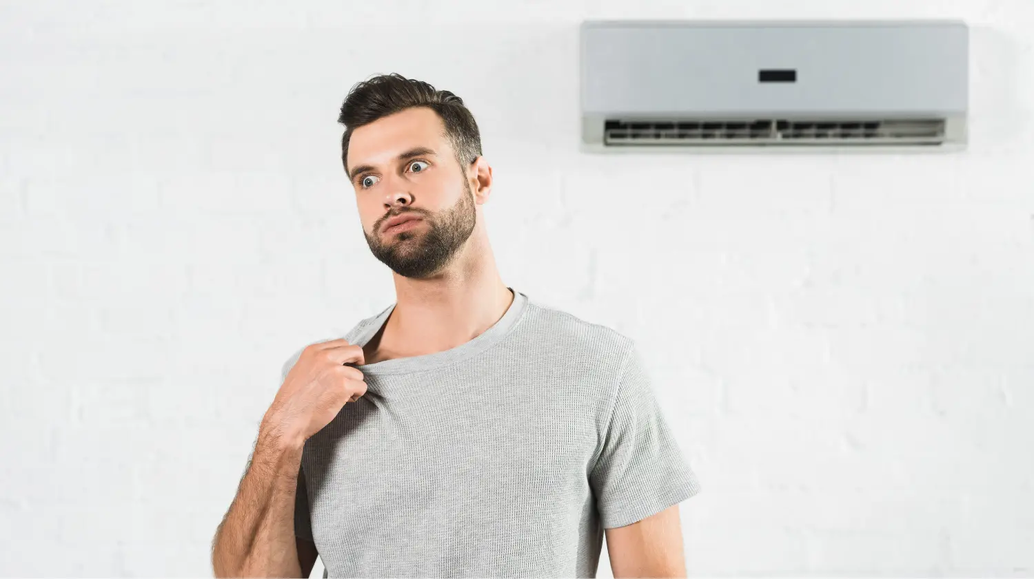 Dubai skyline in summer heat with AC unit